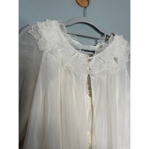 Vintage 50s Laros two piece sleepwear set peignor and nightgown lace off white - Picture 16 of 16